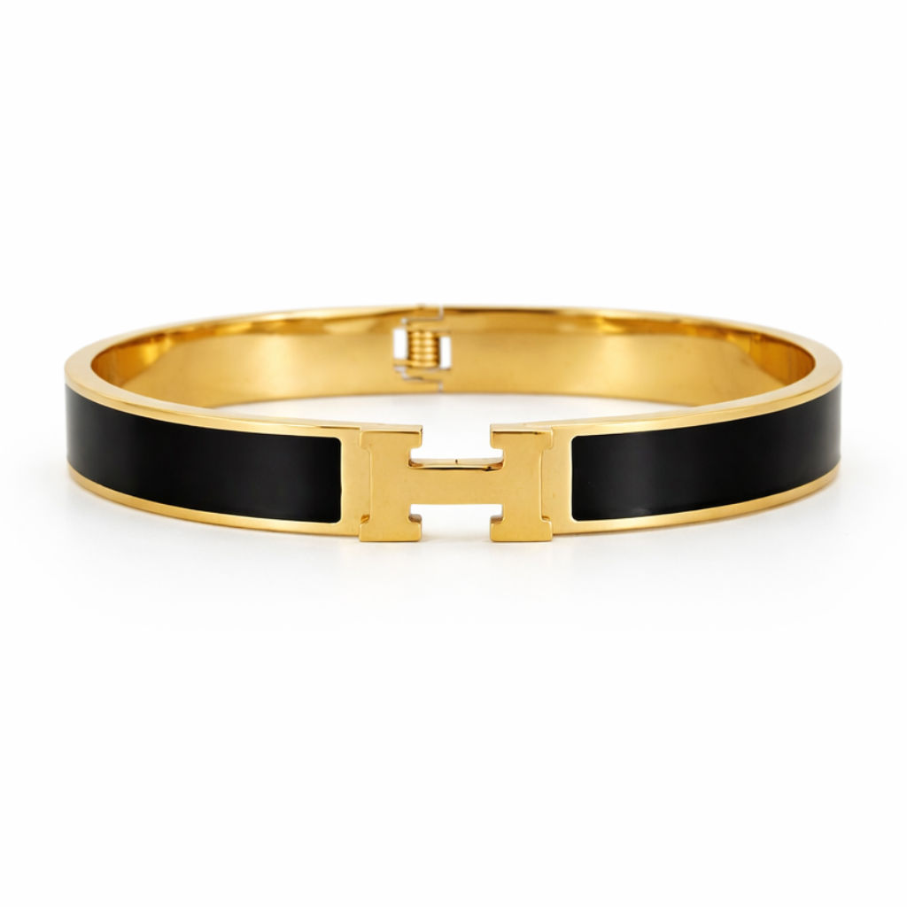 Gold and Black H Bracelet