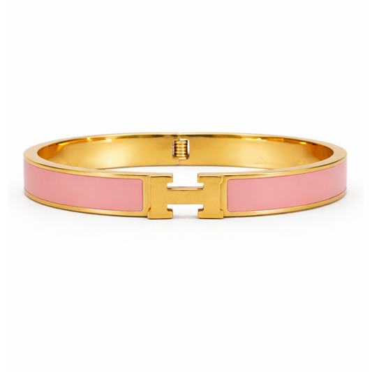 Gold and Pink H Bracelet