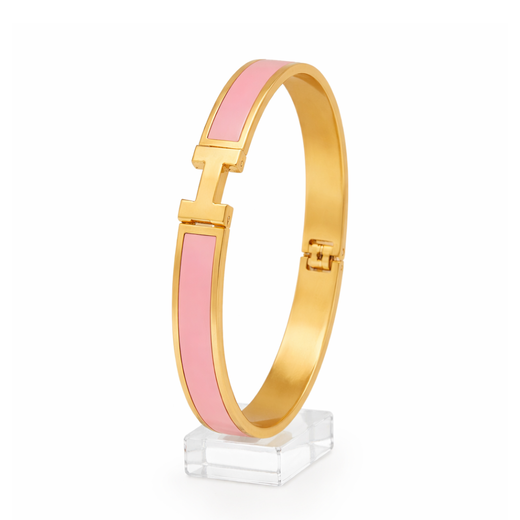 Gold and Pink H Bracelet