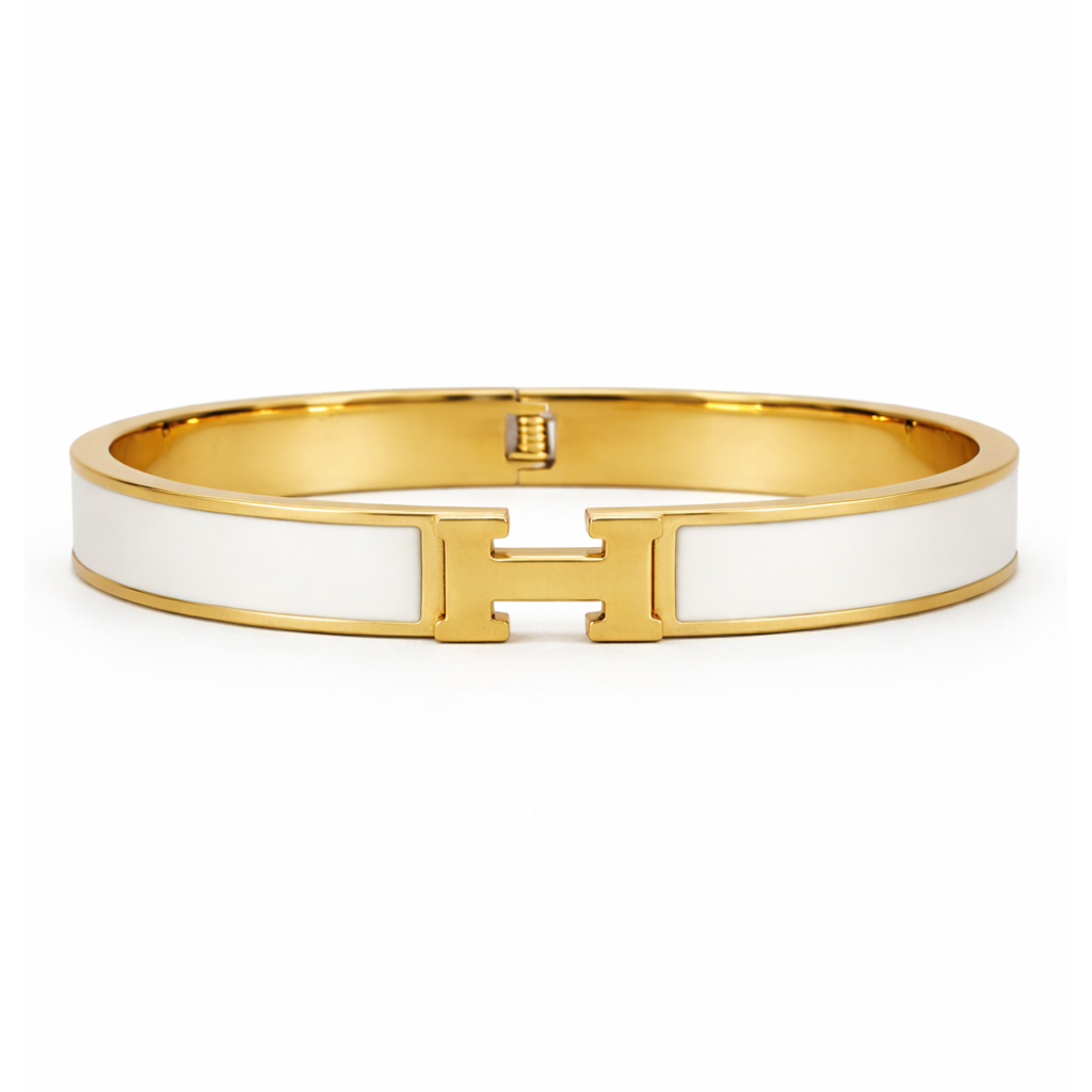 Gold and White H Bracelet