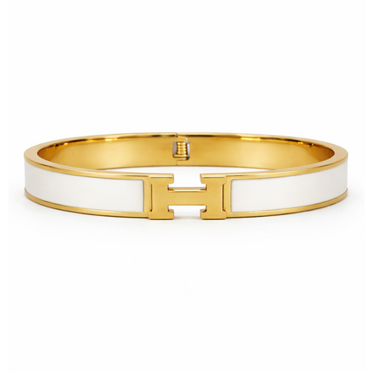 Gold and White H Bracelet