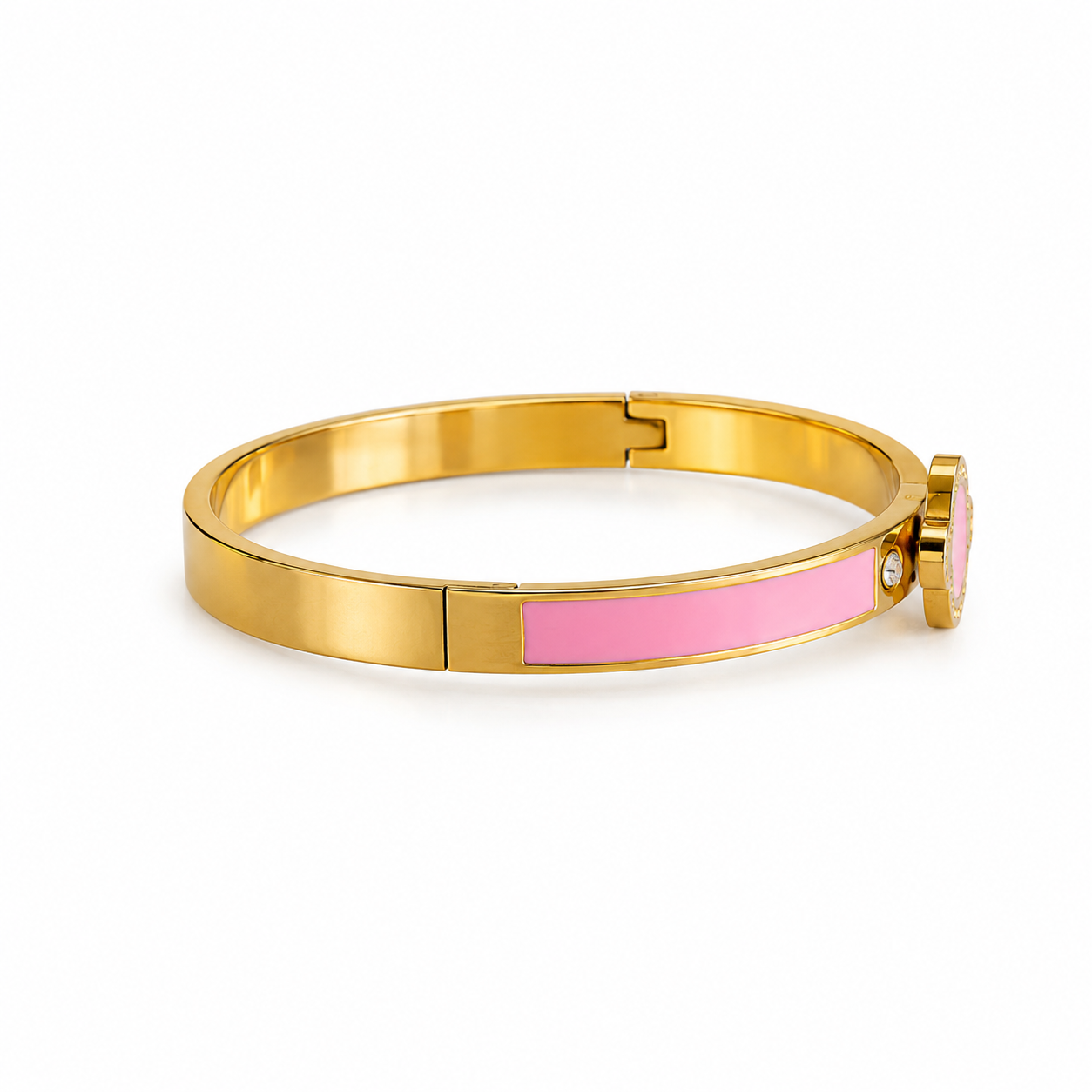 Gold and Dark Pink Four Leaf Cover Bracelet
