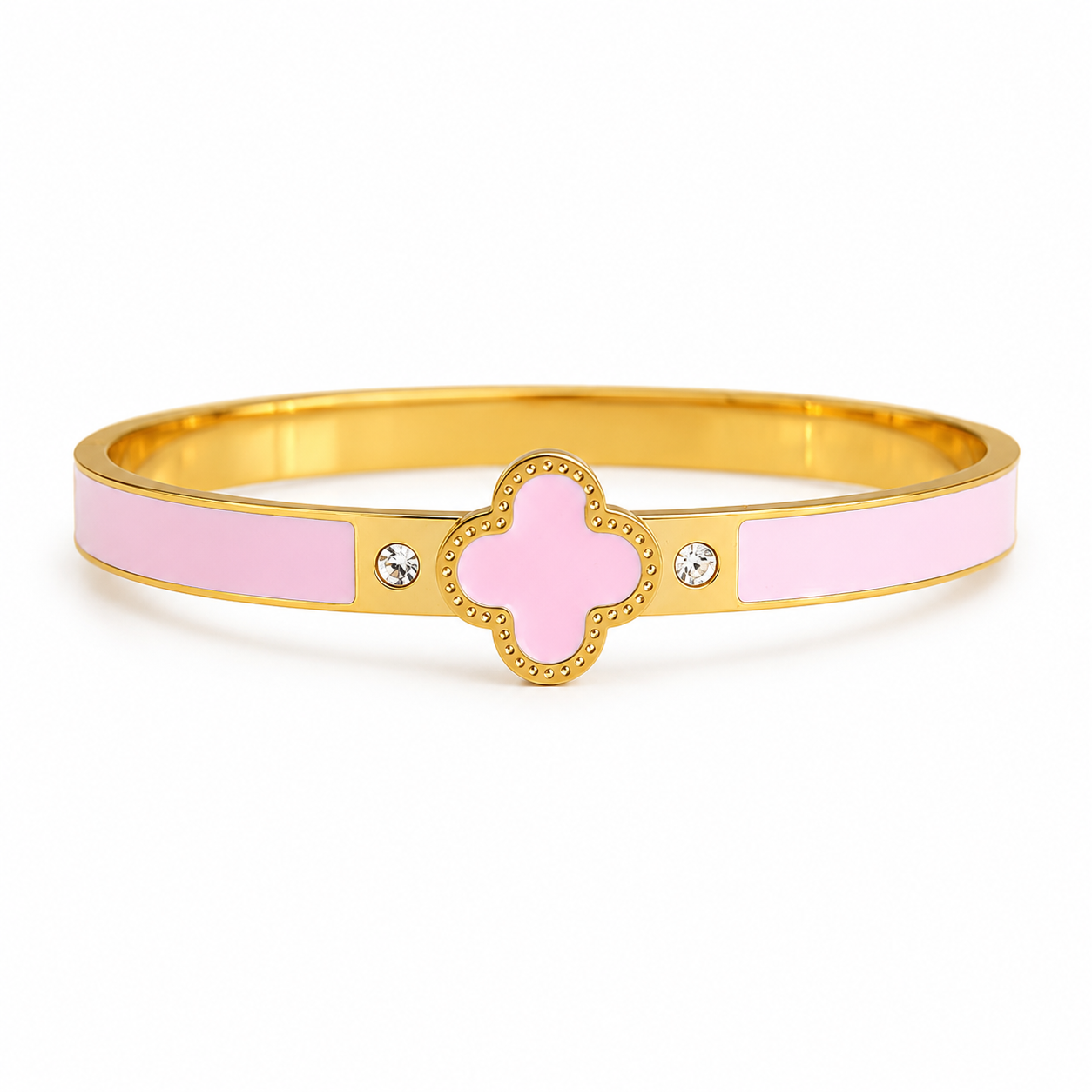 Gold and Light Pink Four Leaf Cover Bracelet