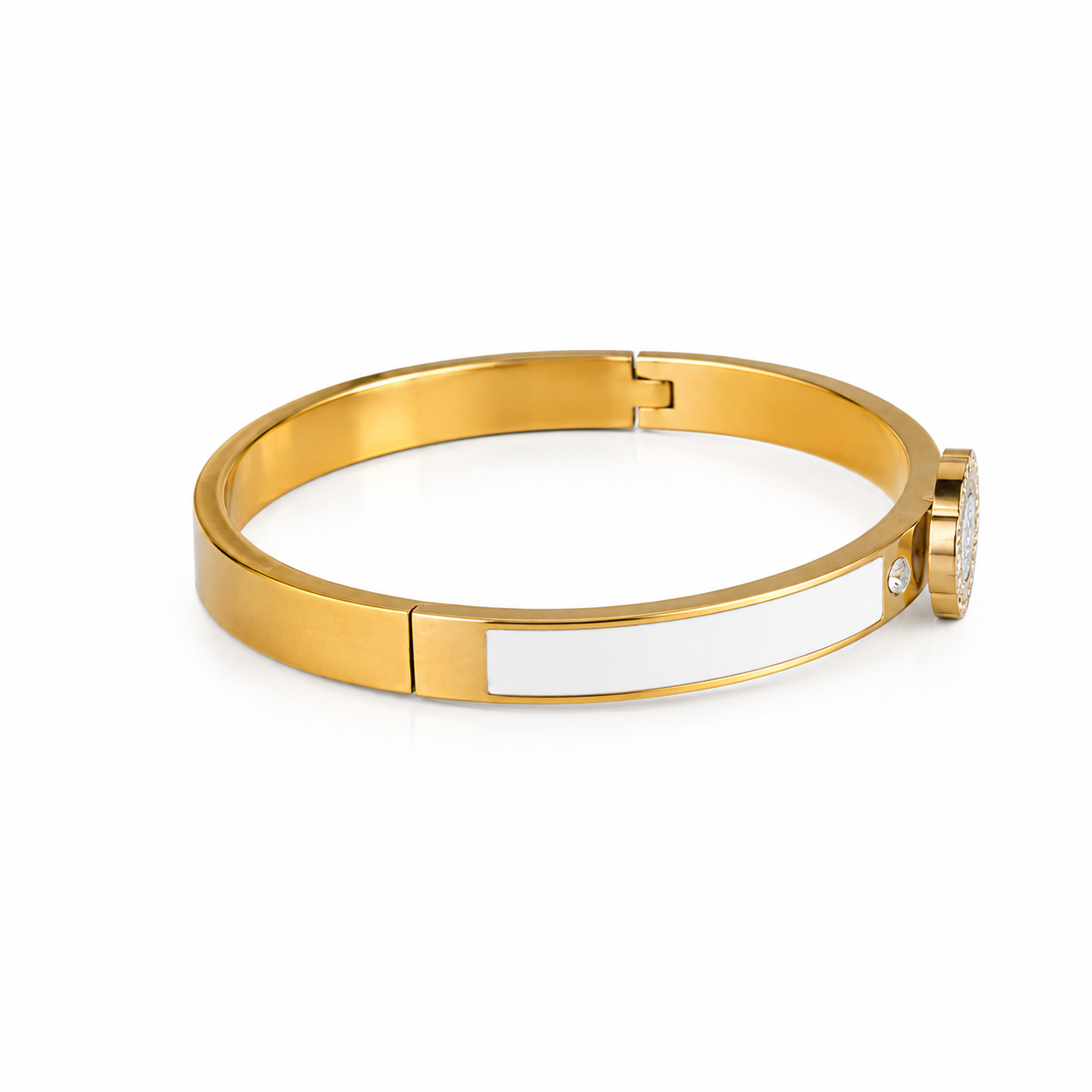 Gold and White Four Leaf Cover Bracelet