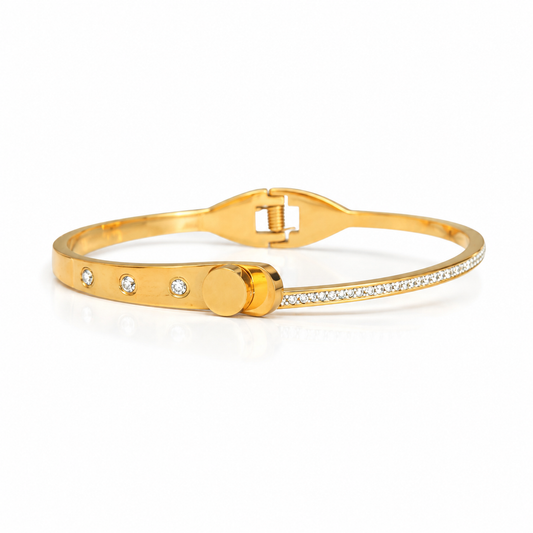 Gold Plated Half Stone Bracelet