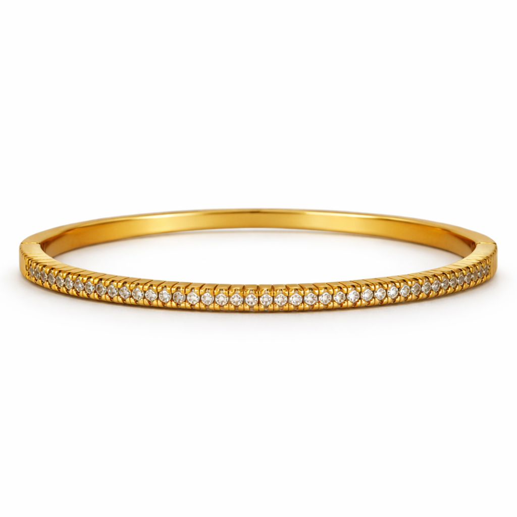Gold Single Row Thin Bangle