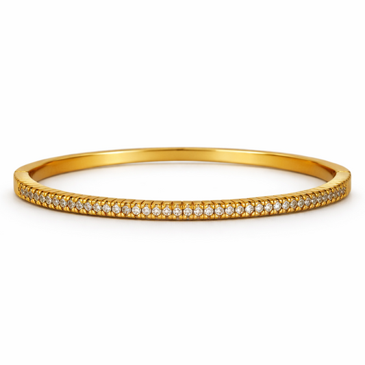 Gold Single Row Thin Bangle