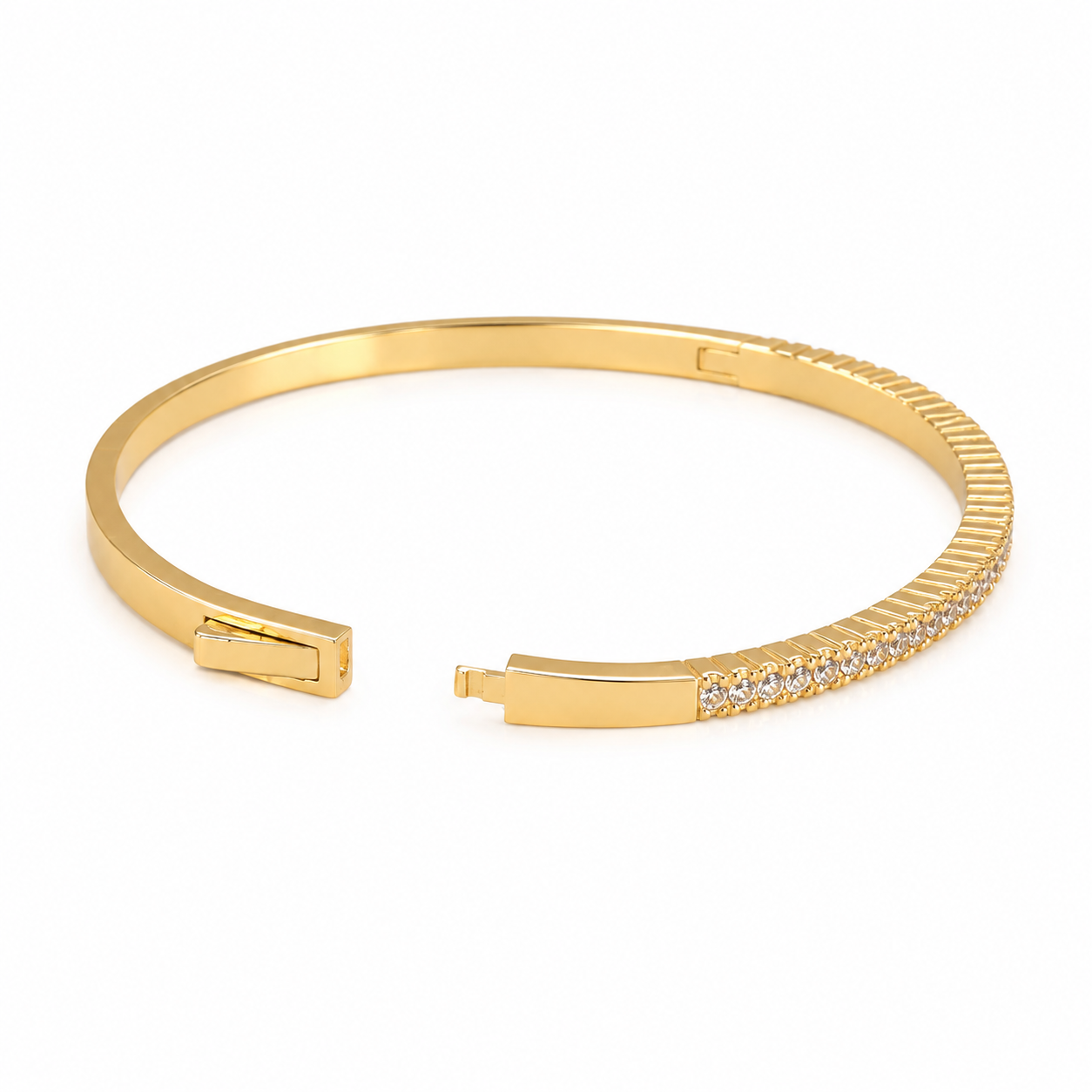 Gold Single Row Thin Bangle