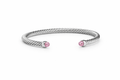 Pulsera Cablespira de plata con cúpulas de morganita
