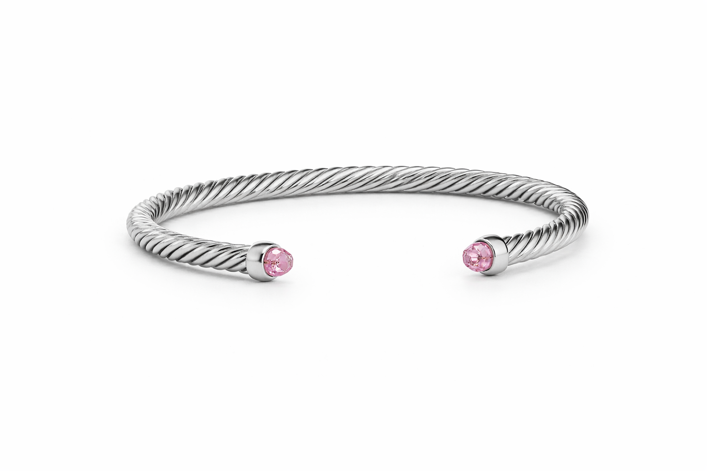 Silver With Morganite Domes Cablespira Bracelet