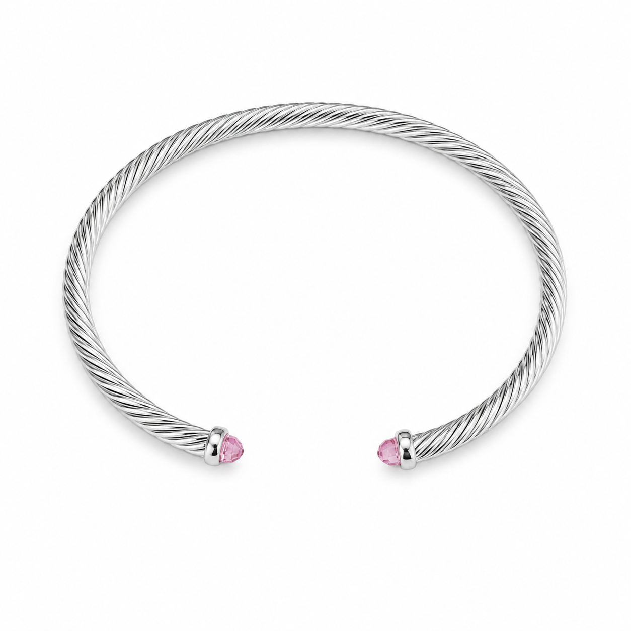 Silver With Morganite Domes Cablespira Bracelet