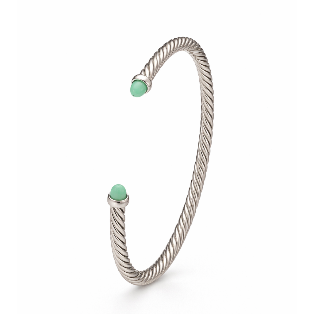 Silver With Turquoise Domes Cablespira Bracelet