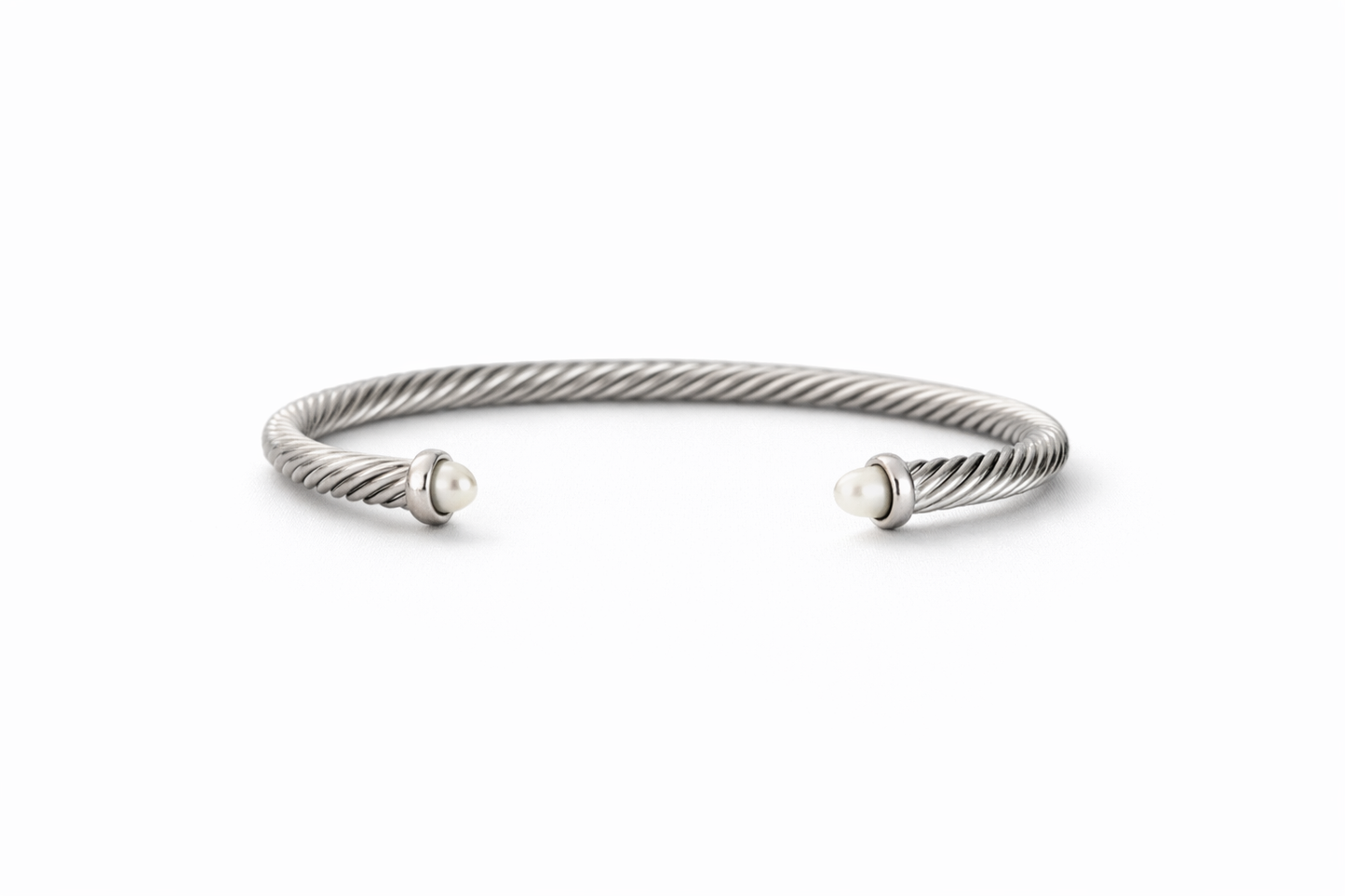 Silver With Pearl Domes Cablespira Bracelet