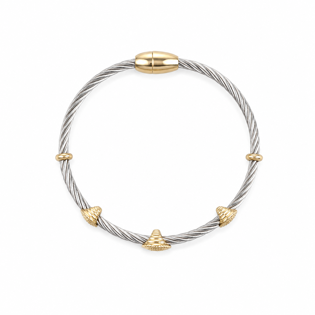 Two Tone CZ Station Cable Bracelet