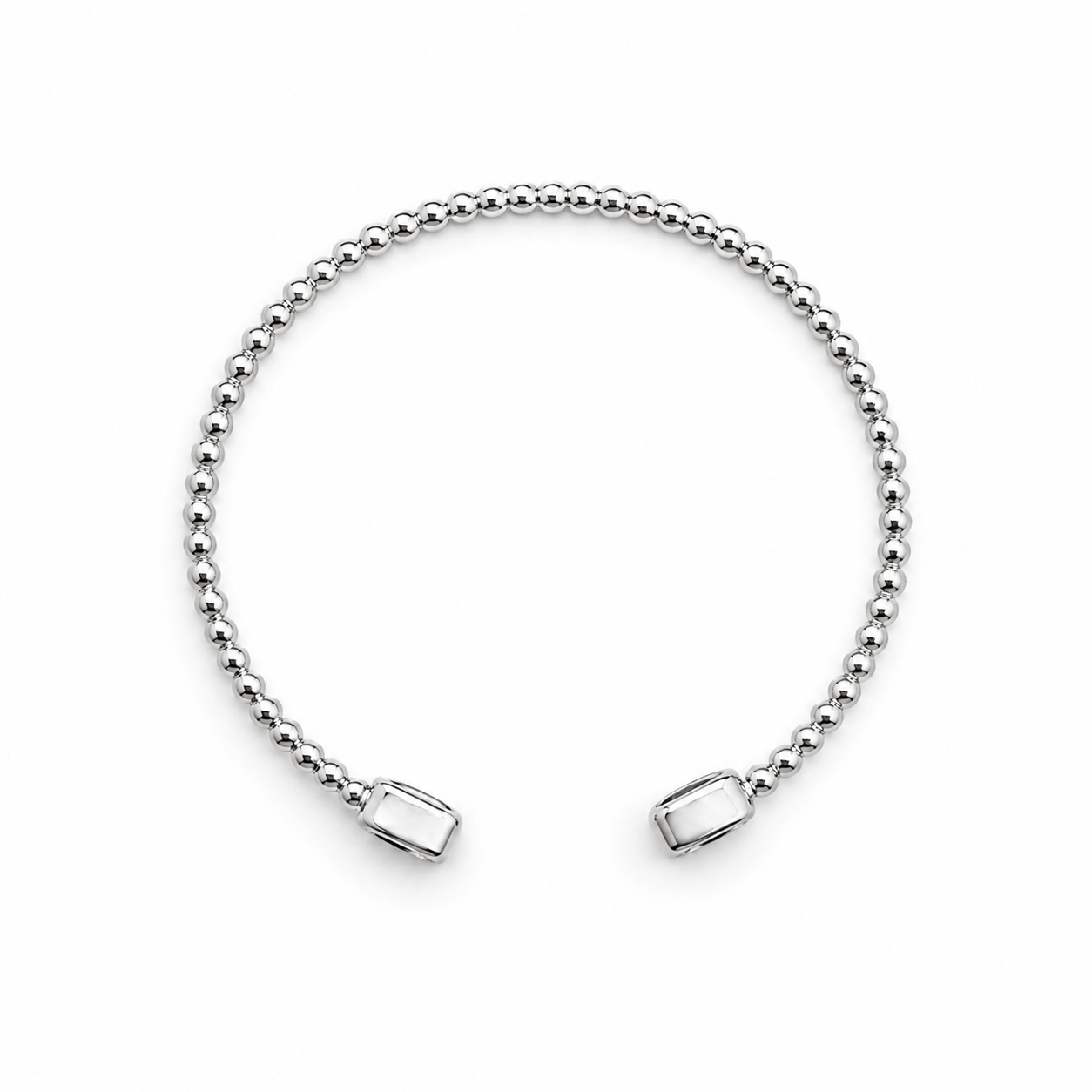 Silver Bujukan-Split Cuff Bracelet With Pave CZ Diamond Squares