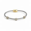 Pulsera de estación de cable con pavé de circonita cúbica en dos tonos