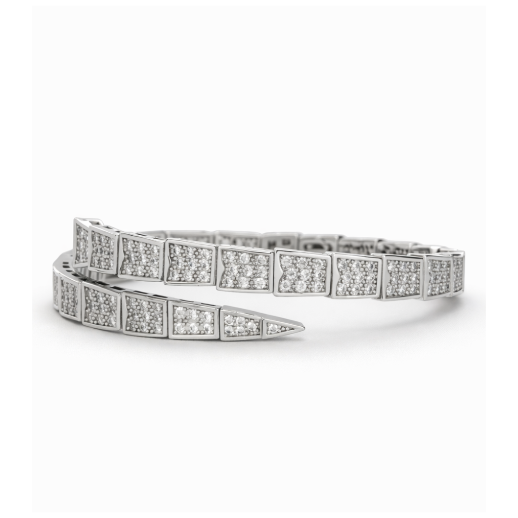 Silver Power Snake Pave CZ Bracelet