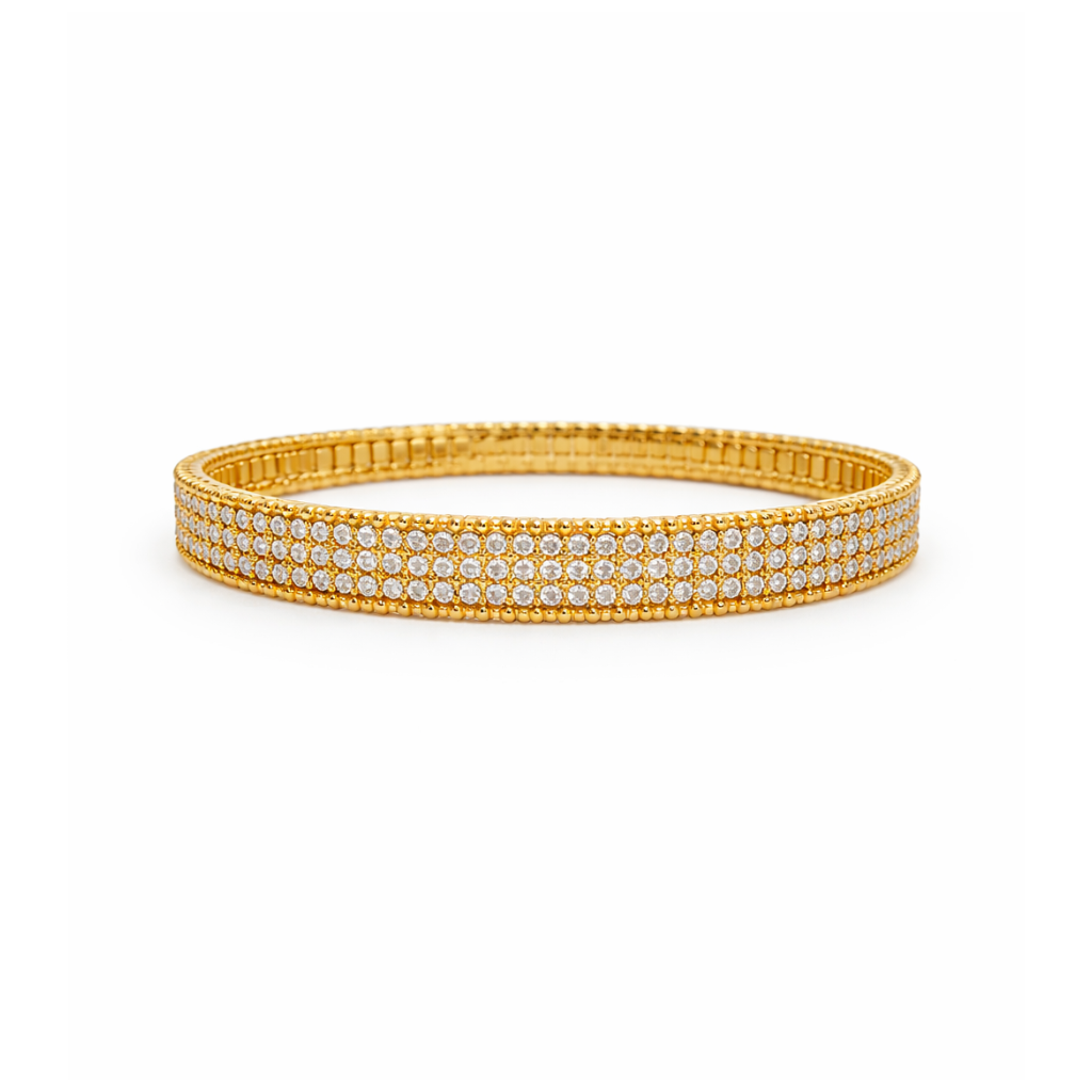 Gold Sparkling Pave CZ Lace Bangle