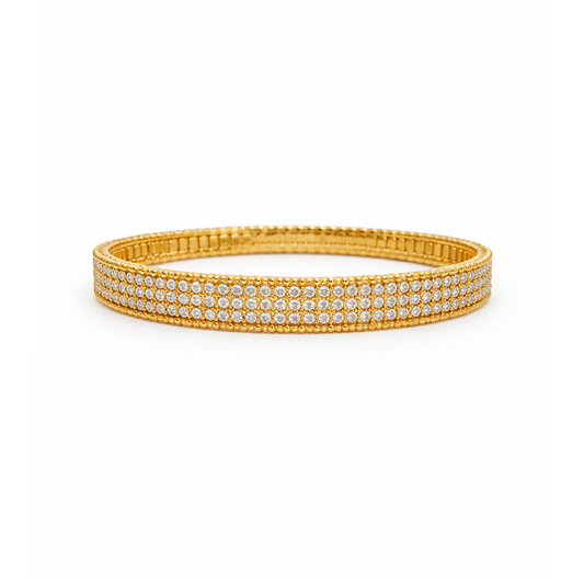 Gold Sparkling Pave CZ Lace Bangle