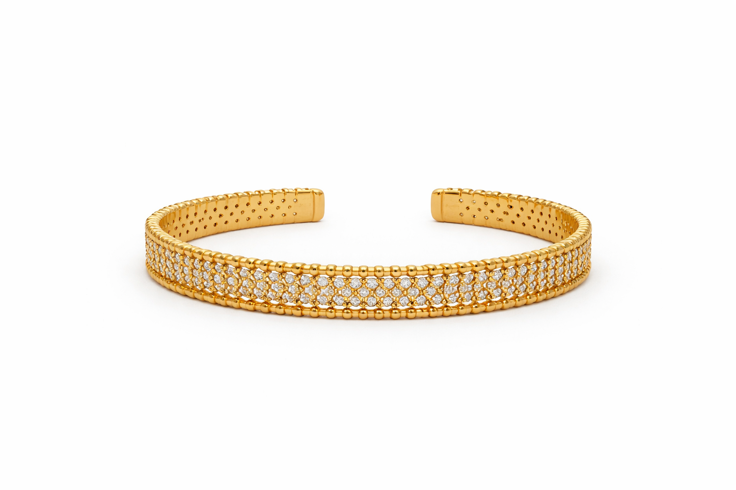 Gold Sparkling Pave CZ Lace Bangle