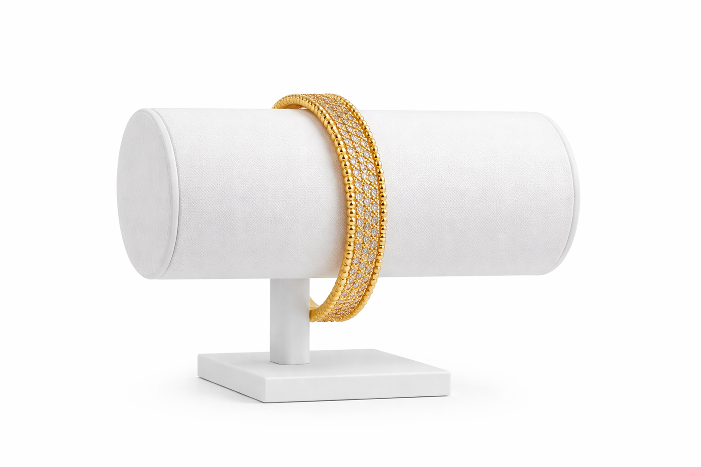 Gold Sparkling Pave CZ Lace Bangle