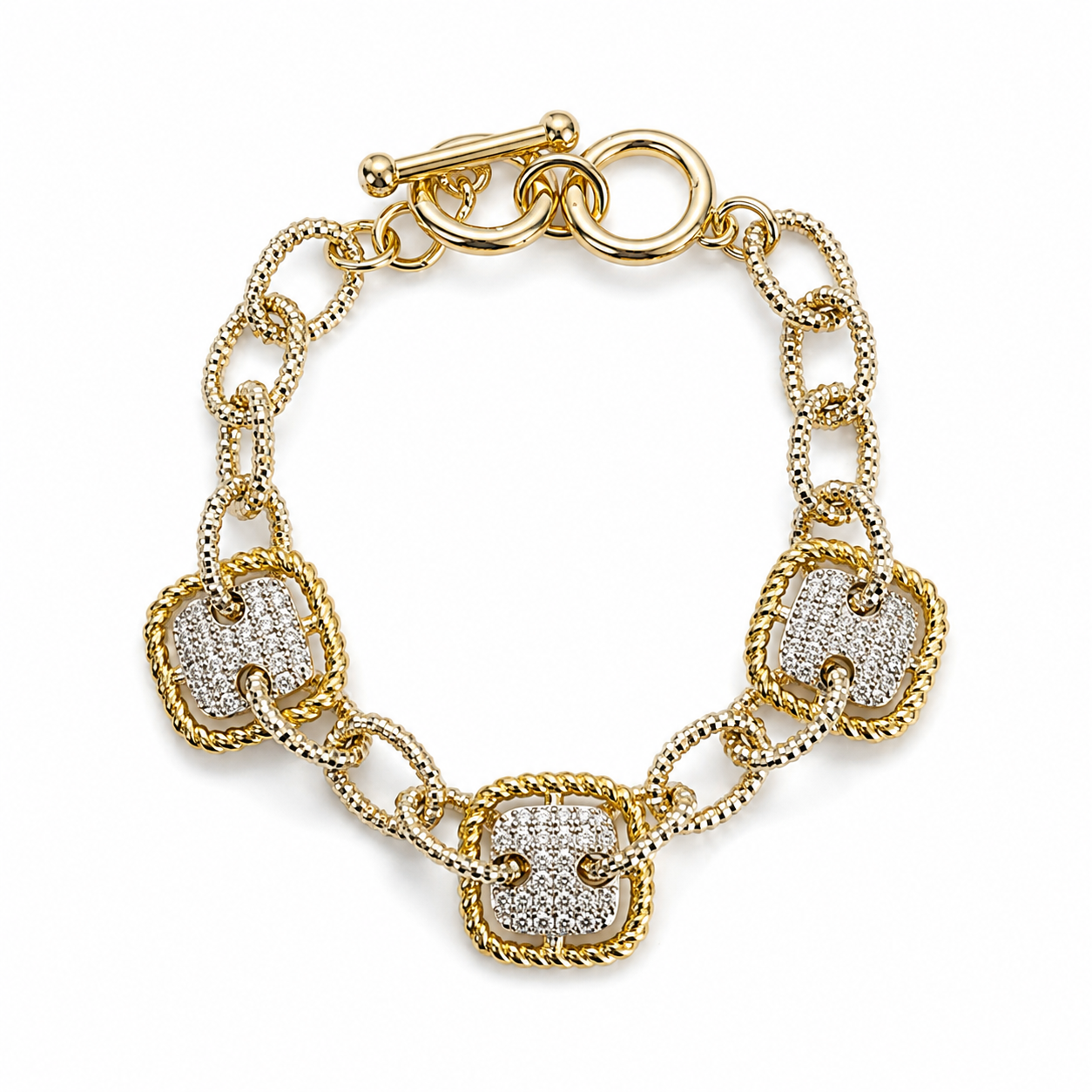 Gold And Silver Rope Twisted Bracelet