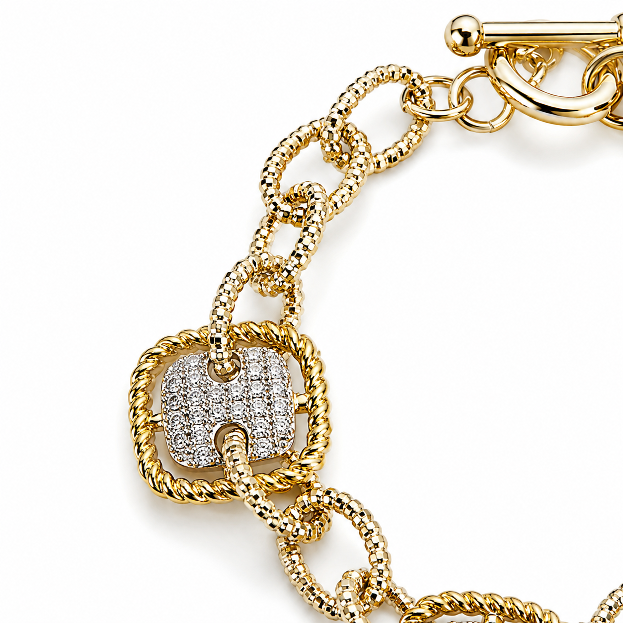 Gold And Silver Rope Twisted Bracelet