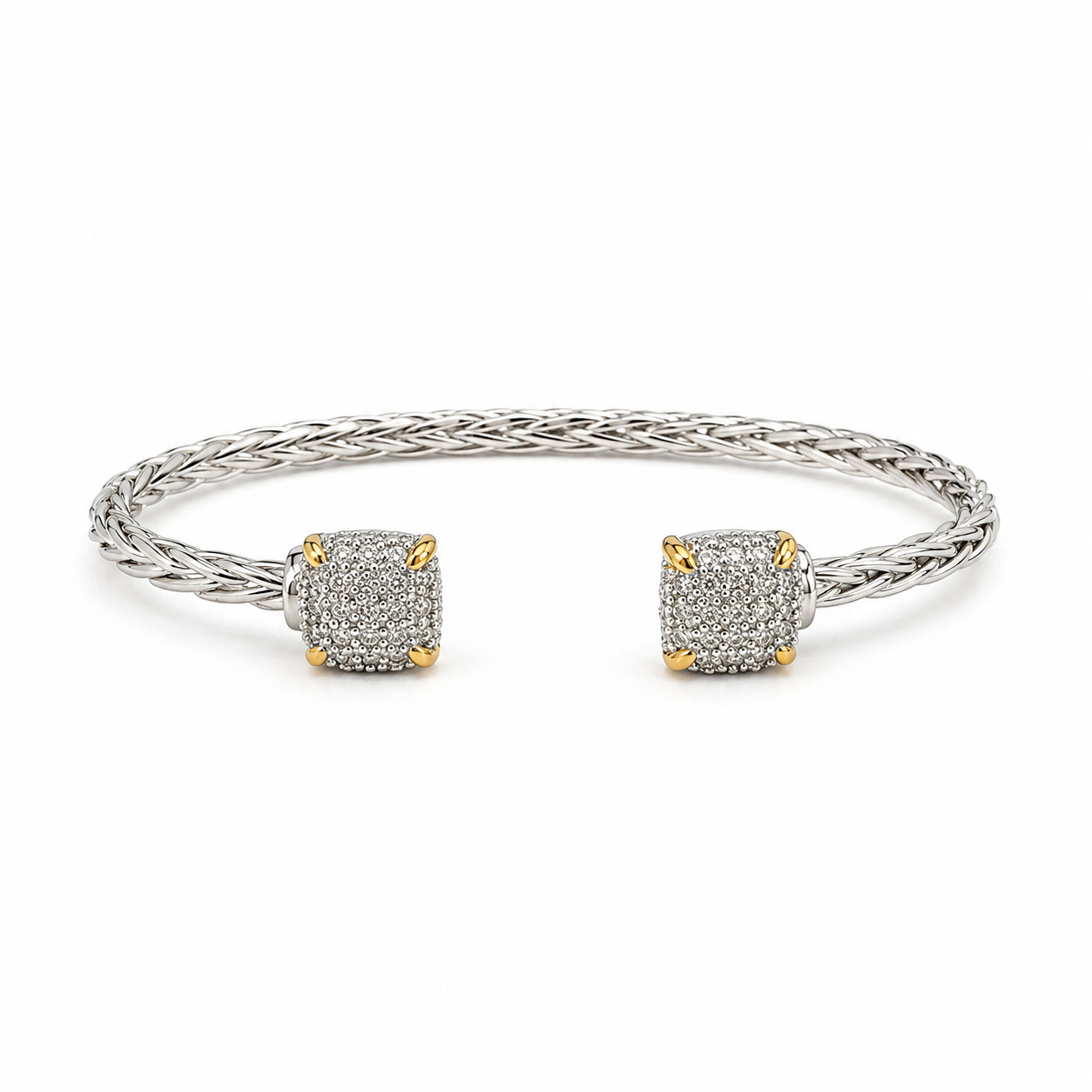 Silver Ponytail CZ Bangle Bracelet