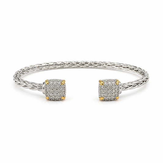 Silver Ponytail CZ Bangle Bracelet