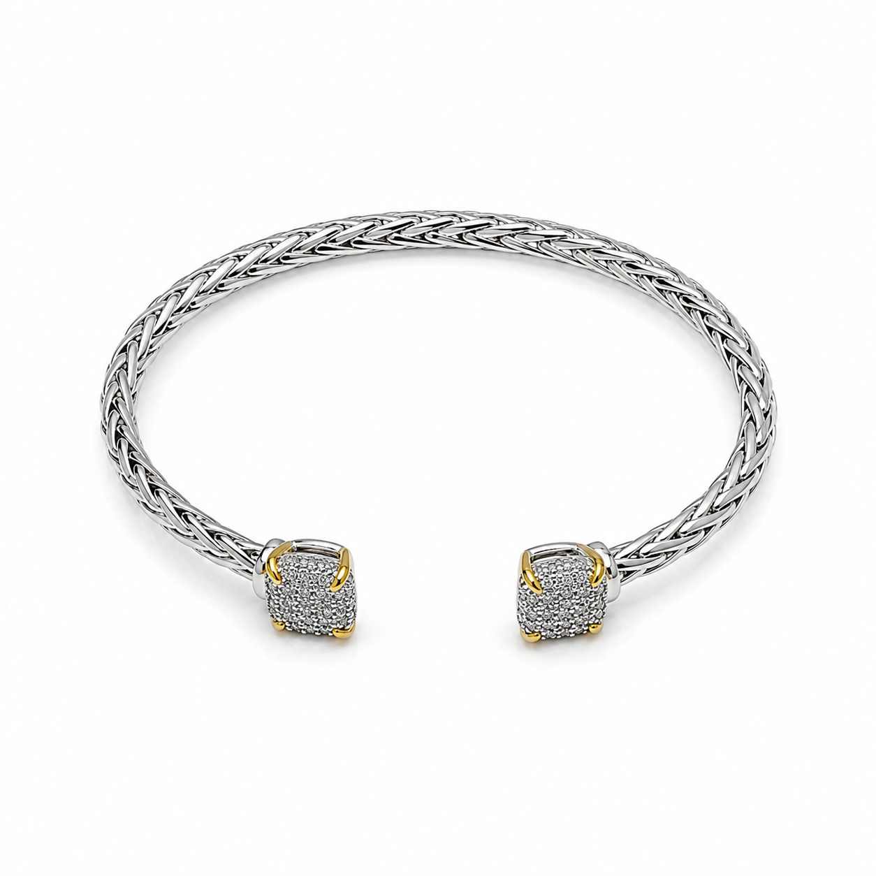 Silver Ponytail CZ Bangle Bracelet