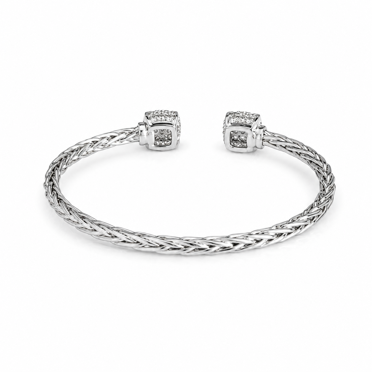Silver Ponytail CZ Bangle Bracelet