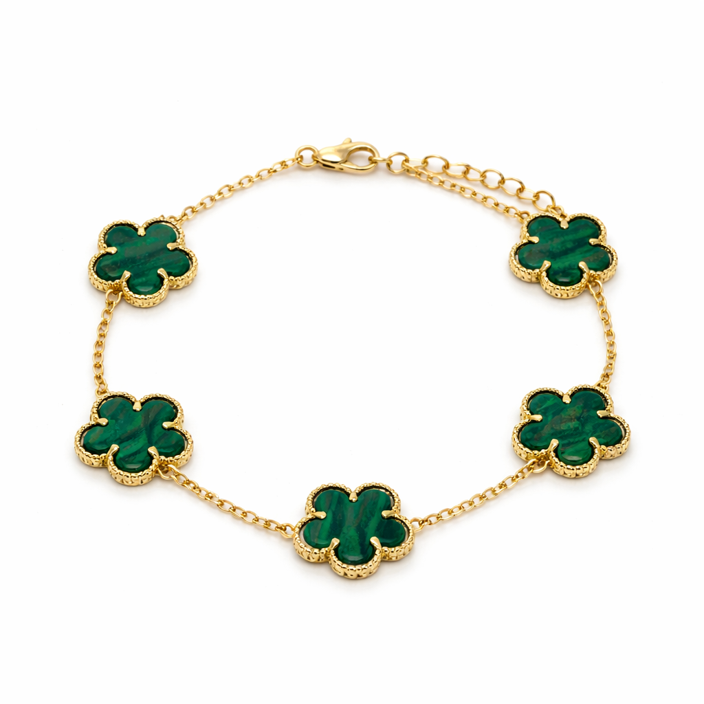 Gold With Green Clover Leaf Bracelet
