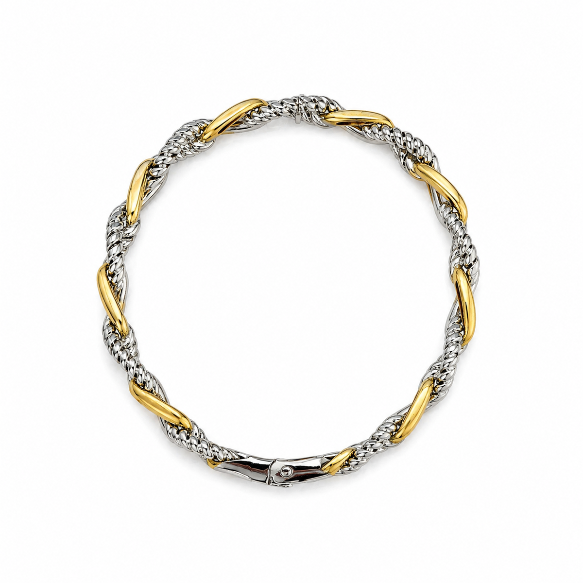 Pulsera trenzada con cuerda de oro y plata
