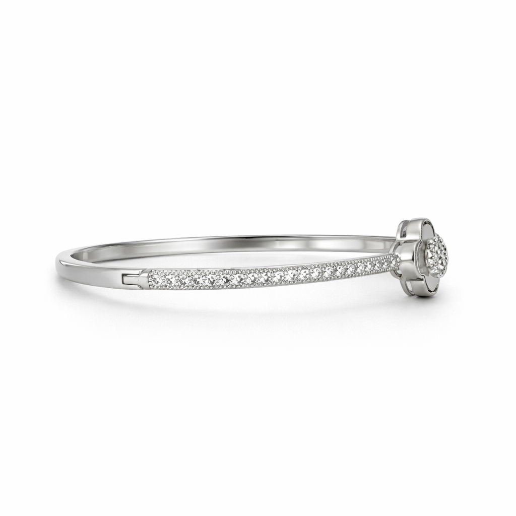 Silver Mother of Pearl Flower Clover CZ Stones