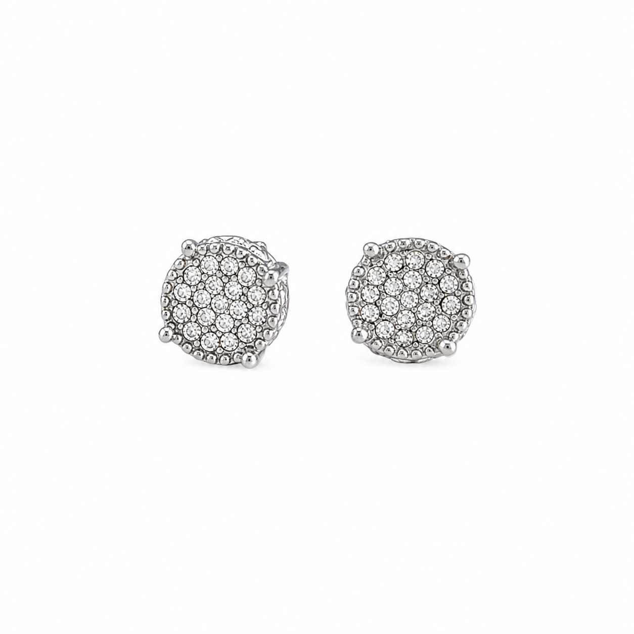 Silver Round Stud Earrings