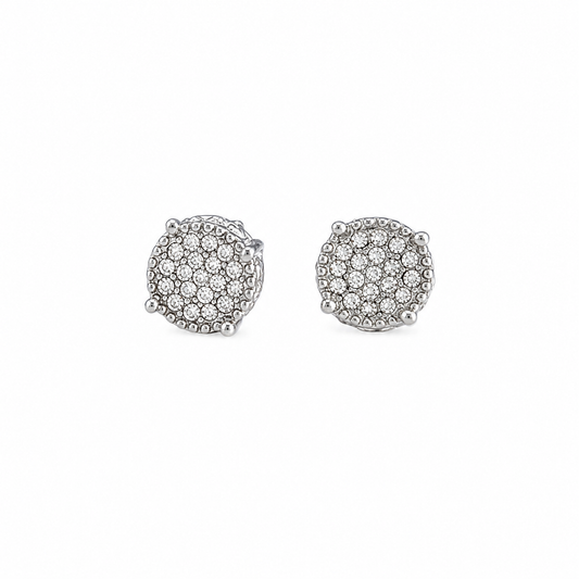 Silver Round Stud Earrings