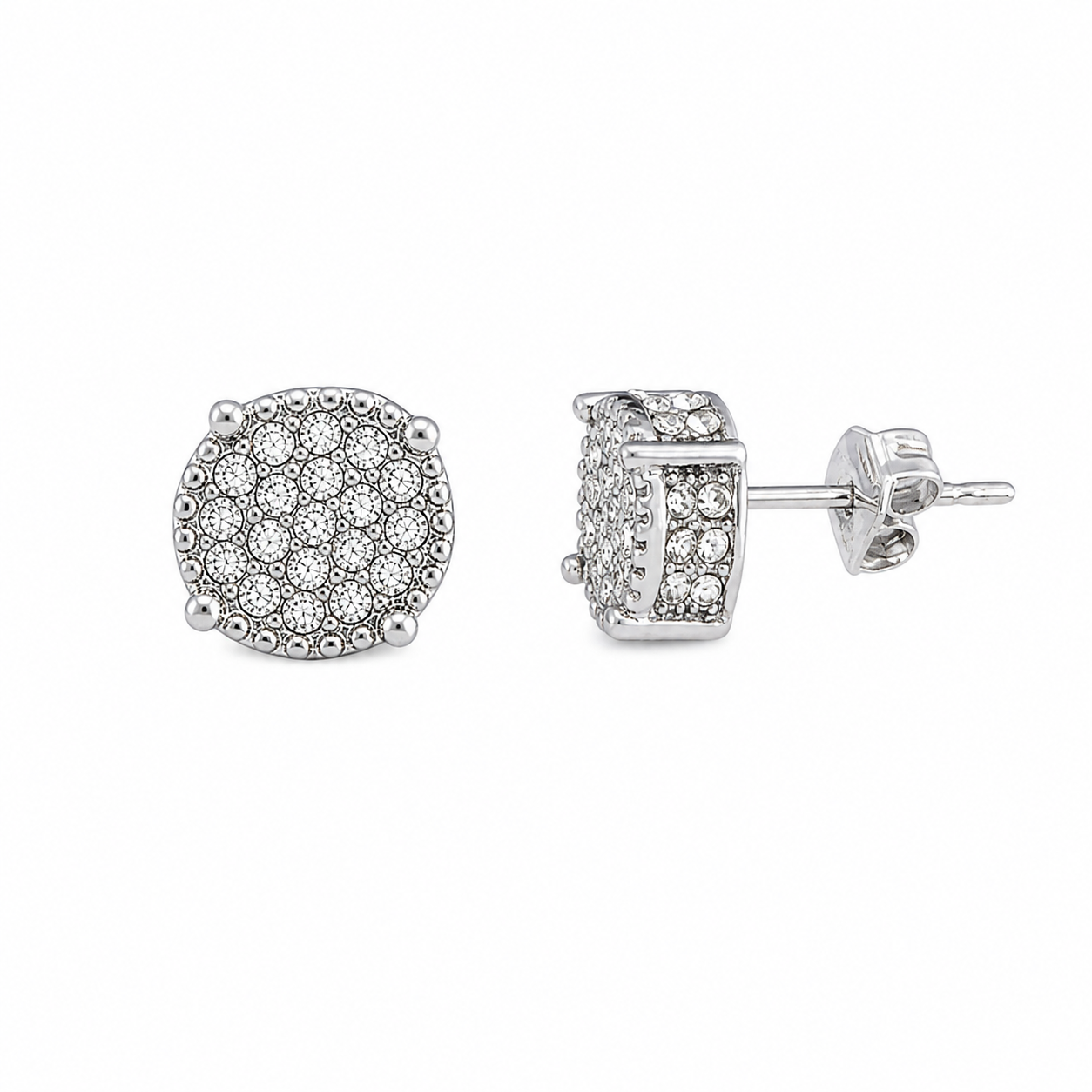 Silver Round Stud Earrings
