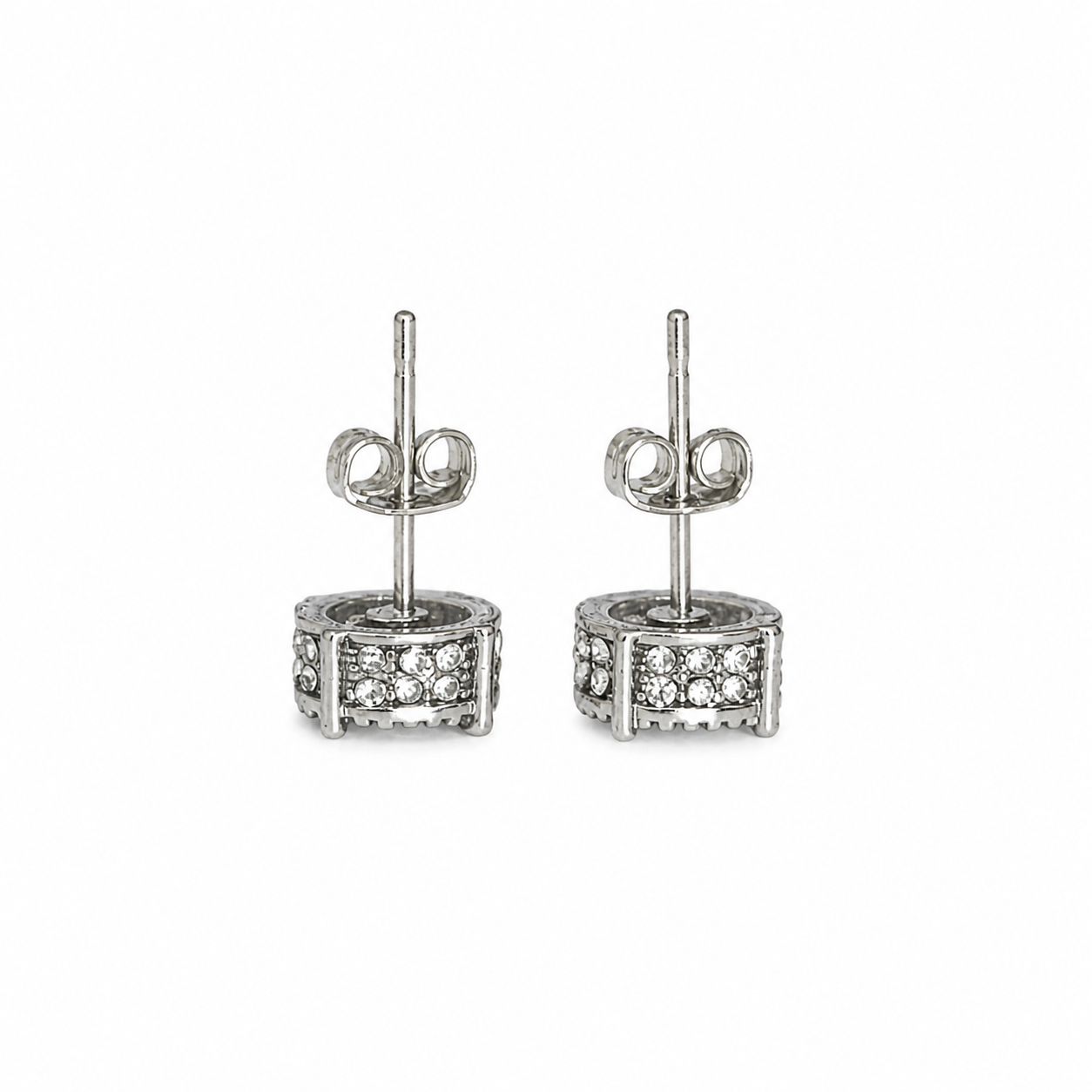 Silver Round Stud Earrings