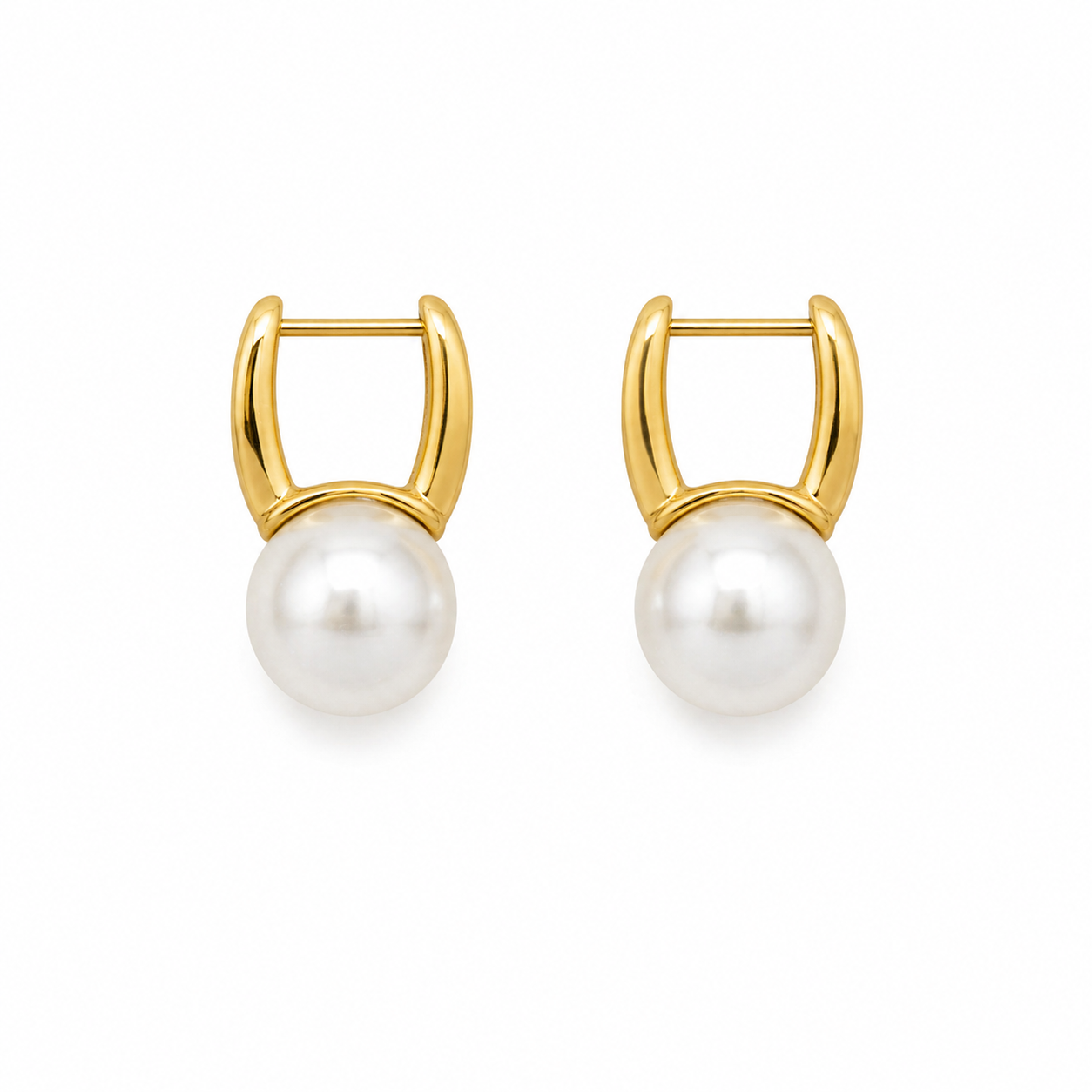 French Retro Faux Gold and White Pearl Earrings