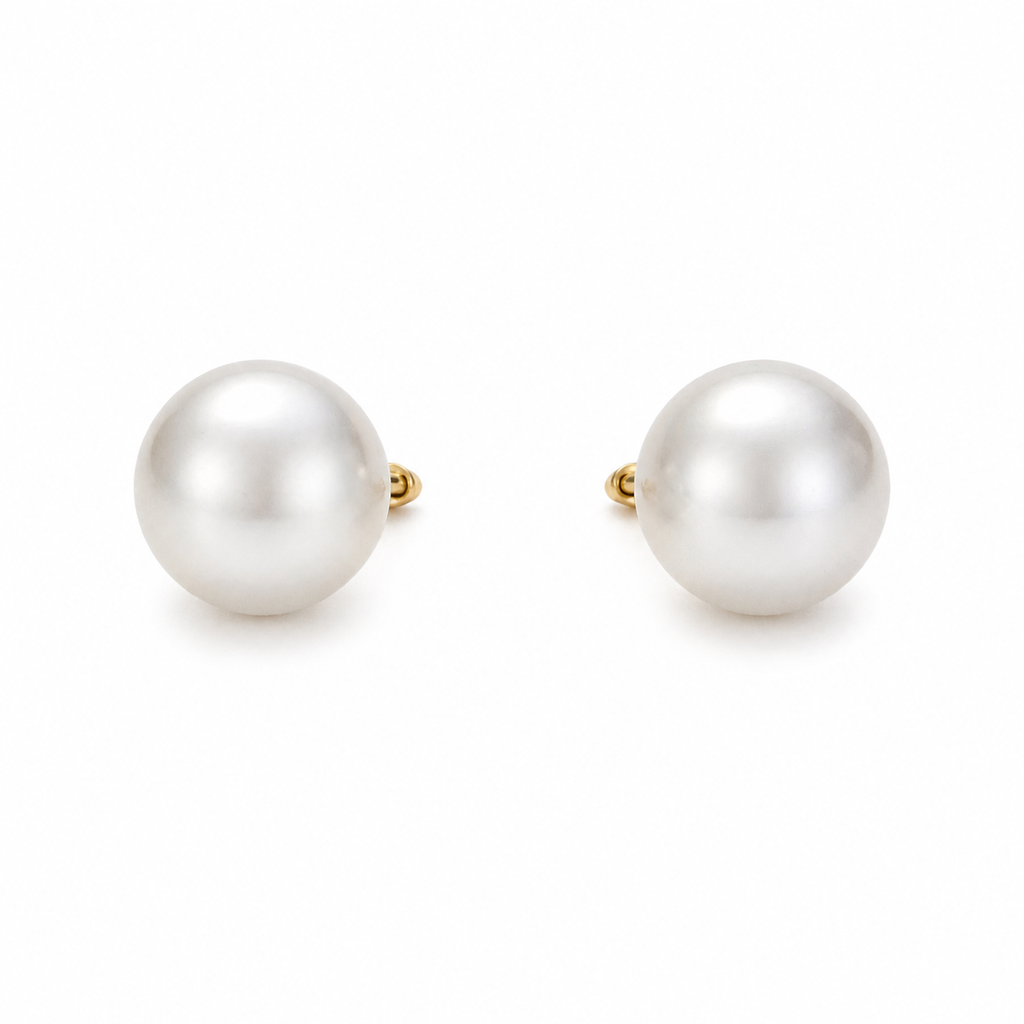 Pendientes estilo retro francés en imitación de oro y perla blanca