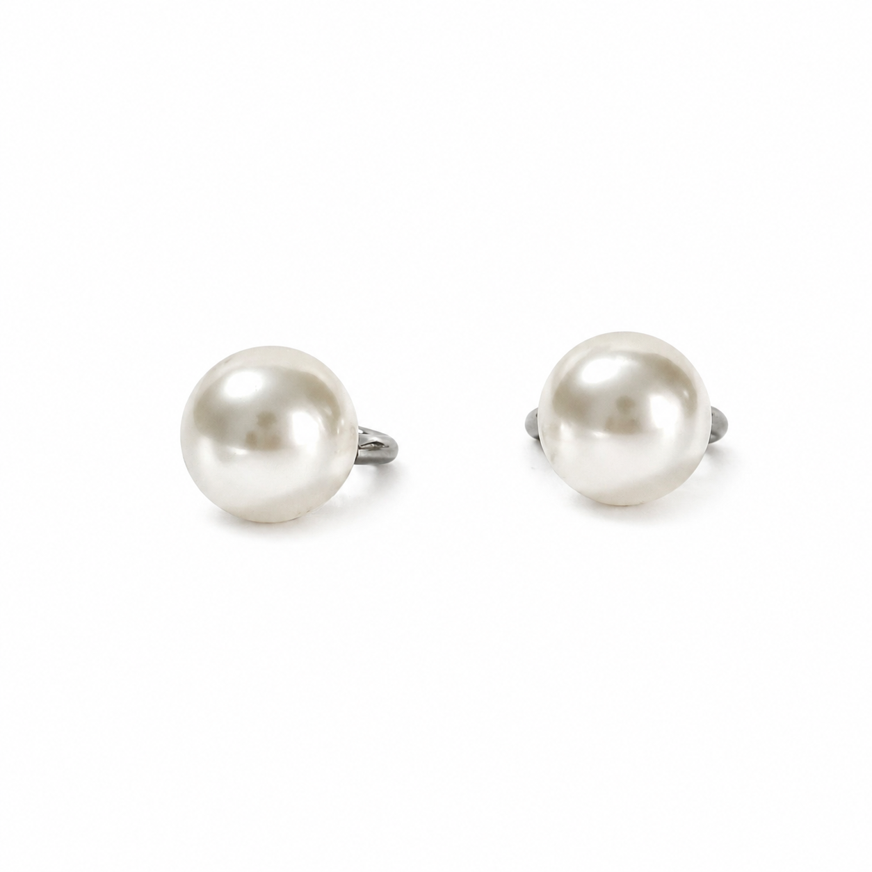 French Retro Faux Silver and White Pearl Earrings