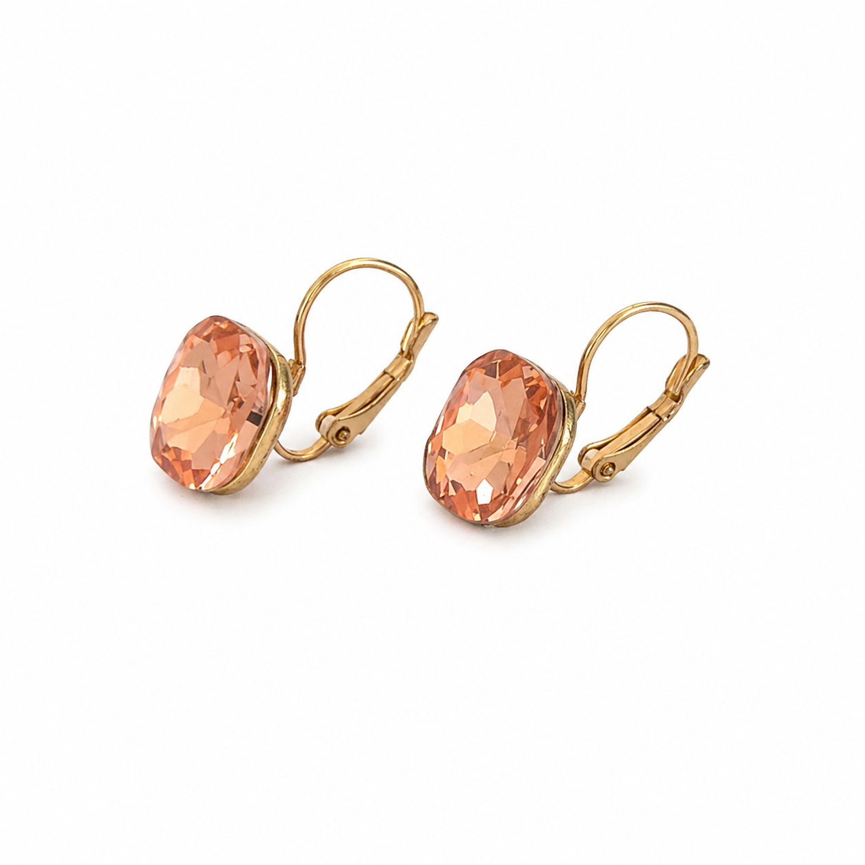 Gold Pink Cubic Zirconia Square Cut