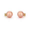 Pendientes de aro con perla rosa bañados en oro