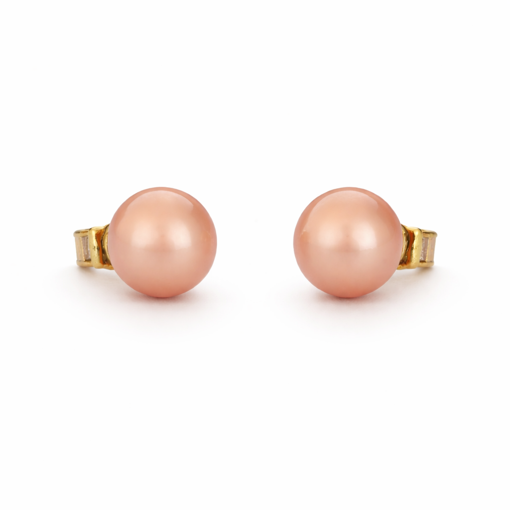 Gold Plated Pink Pearl Hoop Earrings