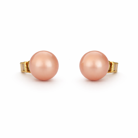 Gold Plated Pink Pearl Hoop Earrings