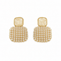 珍珠白方形吊坠耳钉