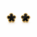 Pendientes de ónice con flor de oro