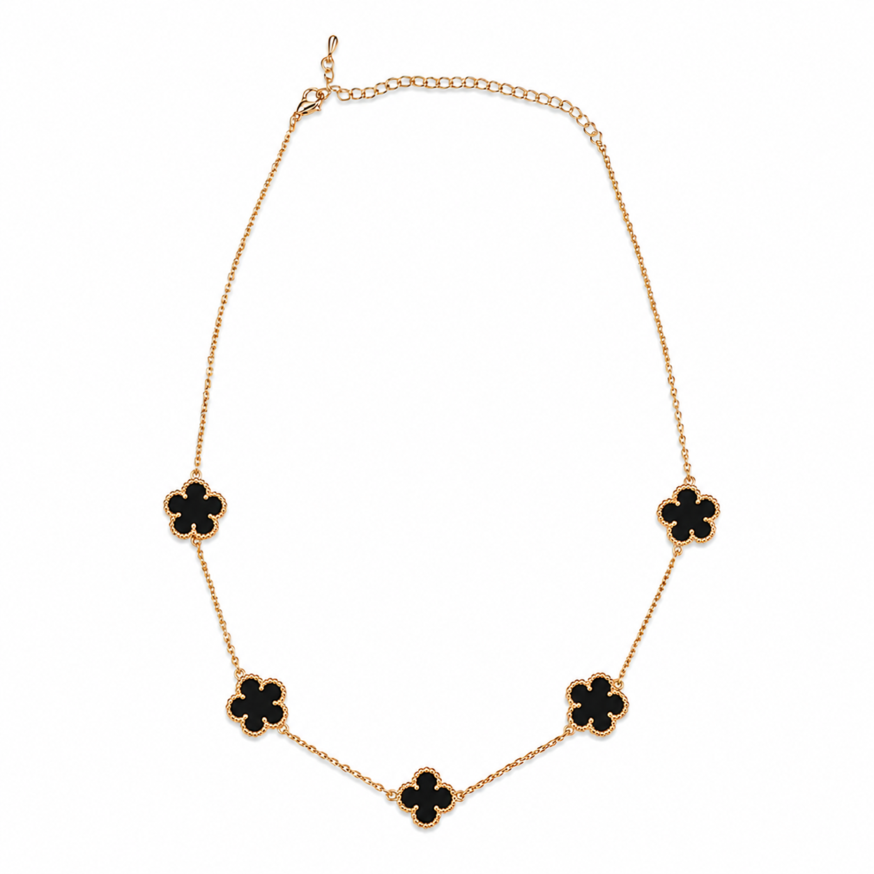 Gold and Black Clover Necklace