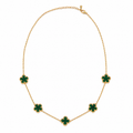 Gold and Green Clover Necklace