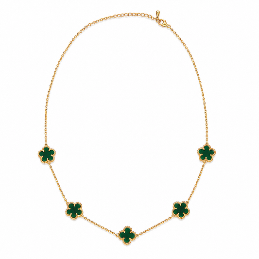 Gold and Green Clover Necklace
